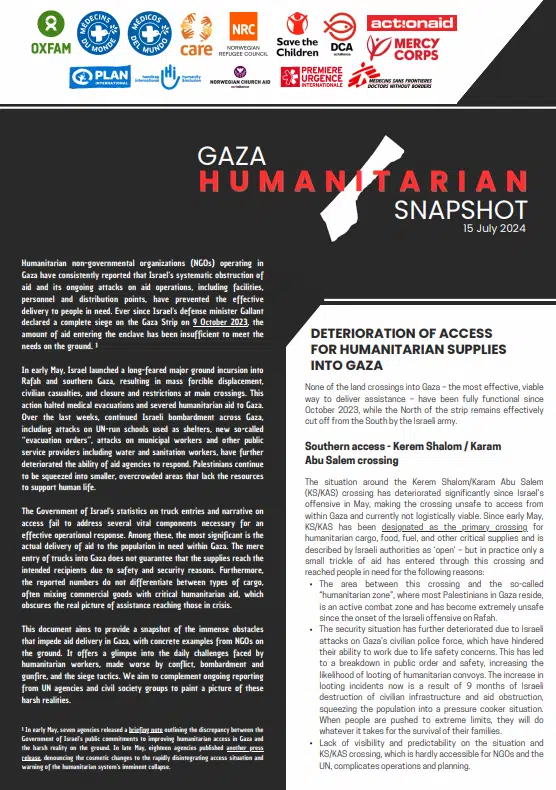 Gaza Humanitarian Snapshot